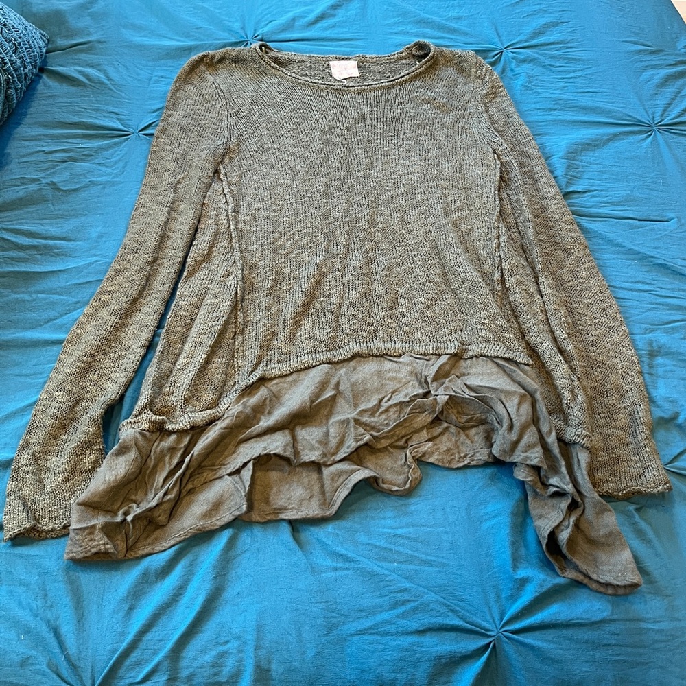 HIPPIE ROSE knit green sweater/sweater dress - MED